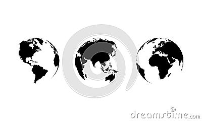 Set of Earth Icon Vector in Trendy Flat Style. World Map Symbol Illustration Vector Illustration