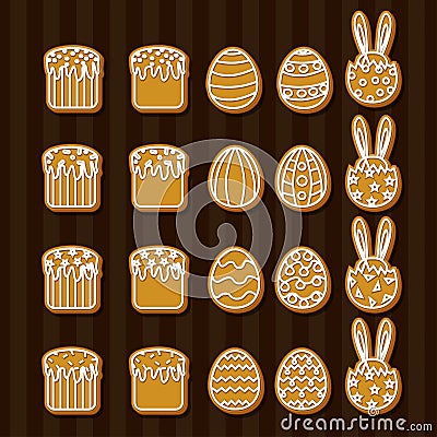 Set Easter cookies icons Vector Illustration