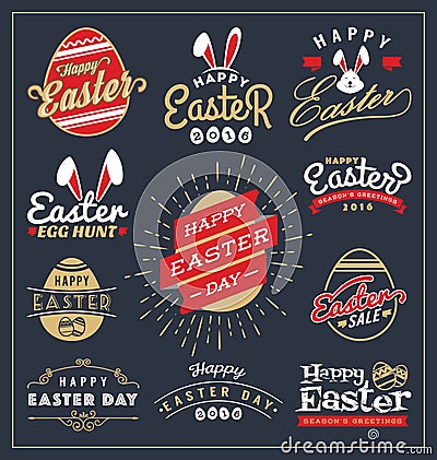 Set of Easter day typography badge and labels design Vector Illustration