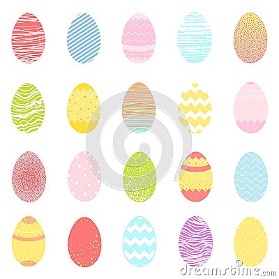 Set of easter different colorful eggs Cartoon Illustration