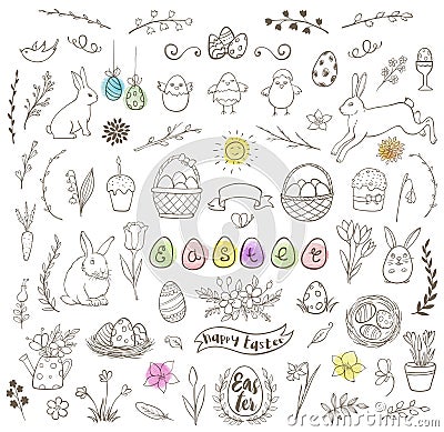 Set of Easter doodles Vector Illustration