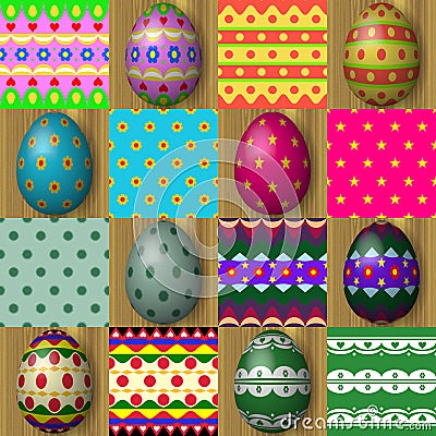 Set of easter egg seamless texture patterns Stock Photo