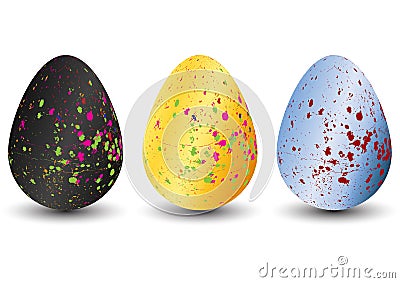 Set of easter eggs with different texture isolate background . s Vector Illustration