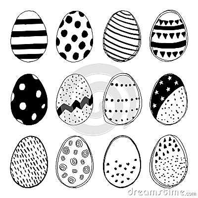 Set of easter eggs doodles. Vector illustration Vector Illustration