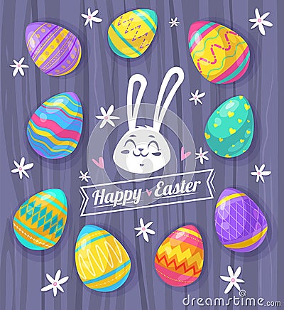 Set of Easter eggs. Vector cute illustration Vector Illustration