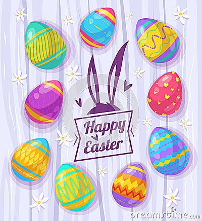 Set of Easter eggs. Vector cute illustration Vector Illustration