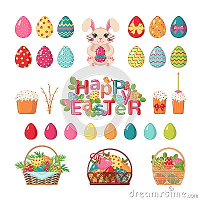 Set of Easter icons. Vector Illustration