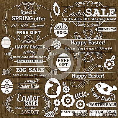 Set of easter sale offer labels, vector Vector Illustration