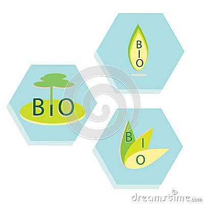 Set of eco, bio icons. Labels of organic products, the nature Vector Illustration