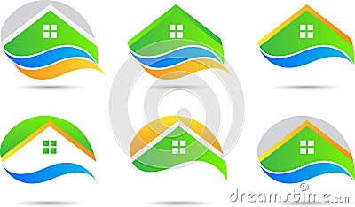 Set of eco homes Vector Illustration