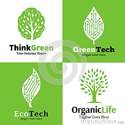 Set of ecological logo, icons and design element Vector Illustration