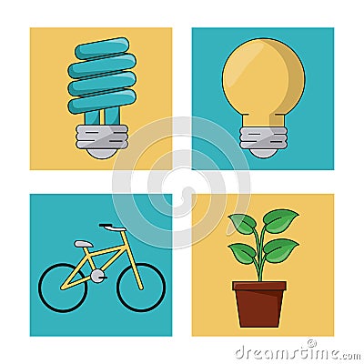 Set ecology environment recycle conservation nature icons Vector Illustration