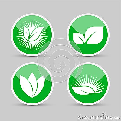 Set ecology logos of green leaf nature element icon on white background .vector illustrator Vector Illustration