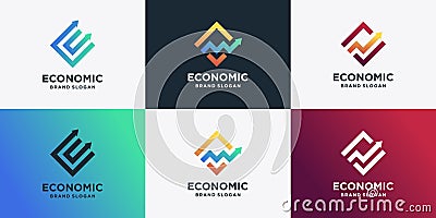 Set of economic logo collection with a unique arrow concept Premium Vector Vector Illustration