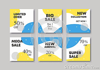 Set of editable minimal square banner template. Slides puzzle abstract unique sale and discount promo. Suitable for social media Vector Illustration