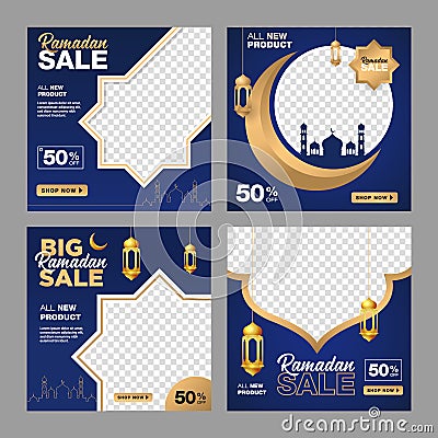 Set of Ramadan sale banner social media post web Vector Illustration