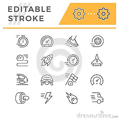 Set editable stroke line icons of speed Vector Illustration