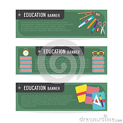 Set Of Education Banner Vector Illustration