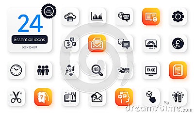 Set of Education flat icons. Cloud server, Group and Messages elements for web application. For design. Vector Stock Photo