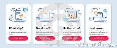 Set of Education icons, such as Survey results, Graph chart, Approved agreement symbols. Vector Vector Illustration