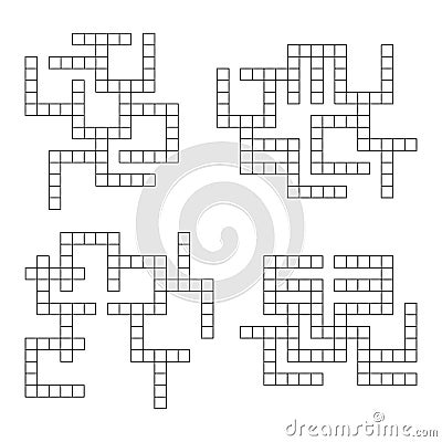 Set educational game for preschool and school age children. Solve the crossword. Template. Cartoon Illustration