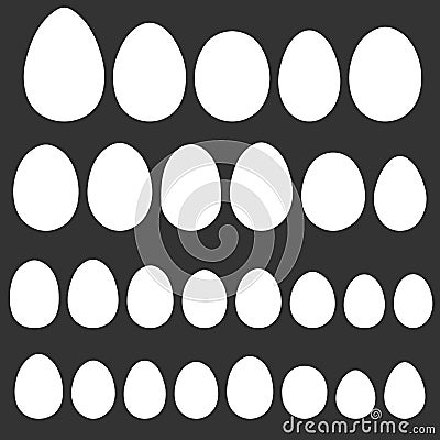 Set egg shape template for hand drawing for Easter holiday, vector different shape of bird eggs reptiles, for Easter design Vector Illustration