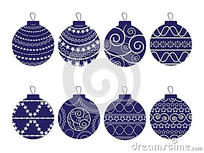 Set of eight Christmas balls Vector Illustration