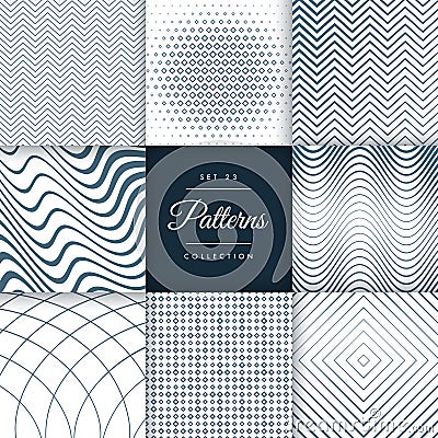 Set of eight different line pattern background Vector Illustration