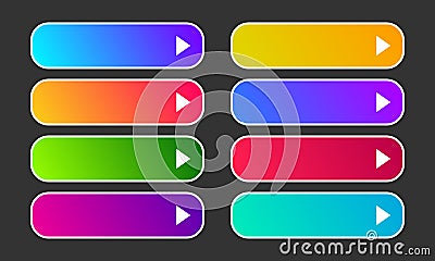 Set of eight modern gradient buttons with arrows Vector Illustration