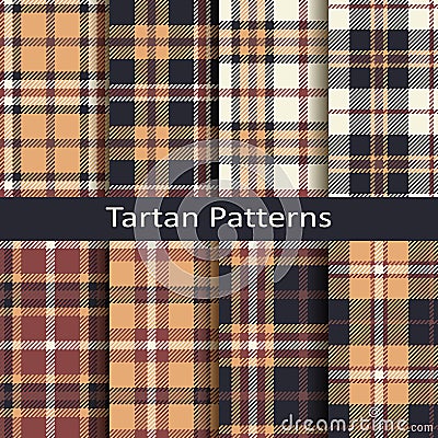 Set of eight seamless vector tartan square patterns. design for textile, covers, packaging, christmas Vector Illustration