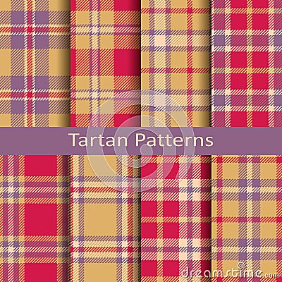 Set of eight seamless vector tartan square patterns. design for textile, covers, packaging, christmas Vector Illustration