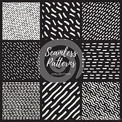 Set of Eight Vector Seamless Lines Patterns Collection Vector Illustration