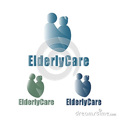 Set of elderly healthcare logos. Nursing home sign Vector Illustration