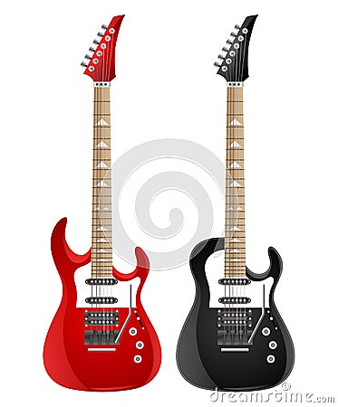 Set of electric guitars isolated Vector Illustration