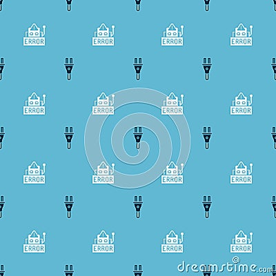 Set Electric plug and Error in robot on seamless pattern. Vector Stock Photo