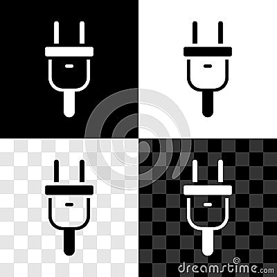 Set Electric plug icon isolated on black and white, transparent background. Concept of connection and disconnection of Vector Illustration