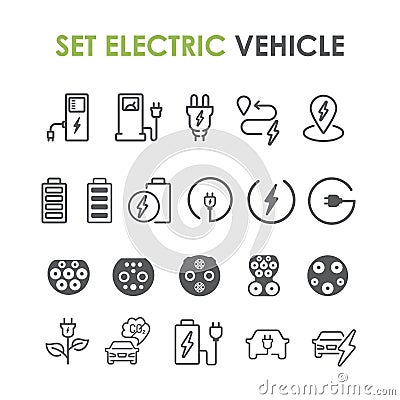 SET ELECTRIC VEHICLE Vector Illustration