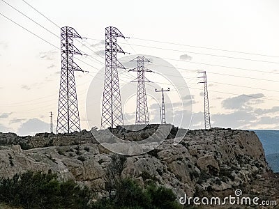 Set of electrically conductive towers Stock Photo