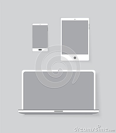 Set of electronic equipment: notebook, tablet and smartphone vector graphic Vector Illustration