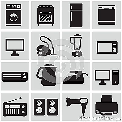 Set of electronic home devices Vector Illustration