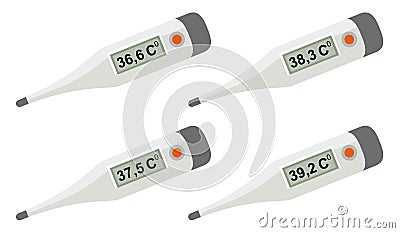 Set electronic medical thermometer Vector Illustration