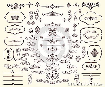 Set of elegant decorative elements. Vector illustration. Vector Illustration