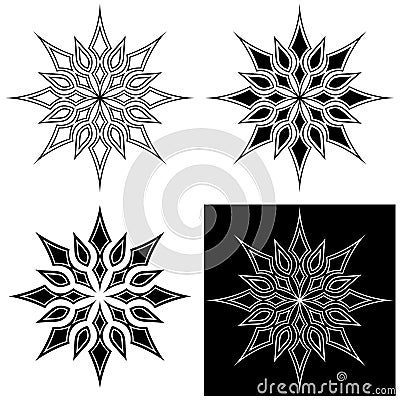 Set of elegant Gothic stars or snowflakes Vector Illustration