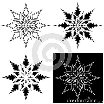 Set of elegant Gothic stars or snowflakes Vector Illustration