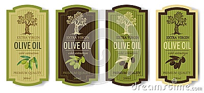 Set elegant labels collection set for premium olive oil, vector, isolated Vector Illustration