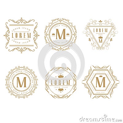 Set of Elegant Monogram Design Vector Illustration