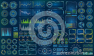 Set Element for Futuristic Design. Interactive Interface Control Panels Vector Illustration