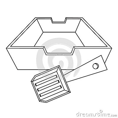 A set of elements for animals, cats, dogs, a cat litter, toilet, a shovel for cleaning Vector Illustration