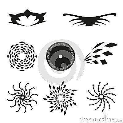 Set of elements for design-patterns, spirals, different elements Stock Photo