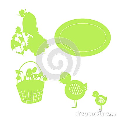 set of elements for easter cards Vector Illustration